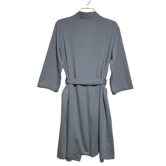 Suimo Square Waffle Wrap Robe Light Blue 3/4 Sleeves W/ belt XL LIKE NEW - Picture 2 of 11